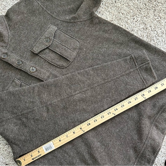 MERRELL SELECT PERFORMIX SWEATER Mens GREY Blue 4-BUTTON MOCK NECK WOOL BLEND XL - Picture 8 of 12